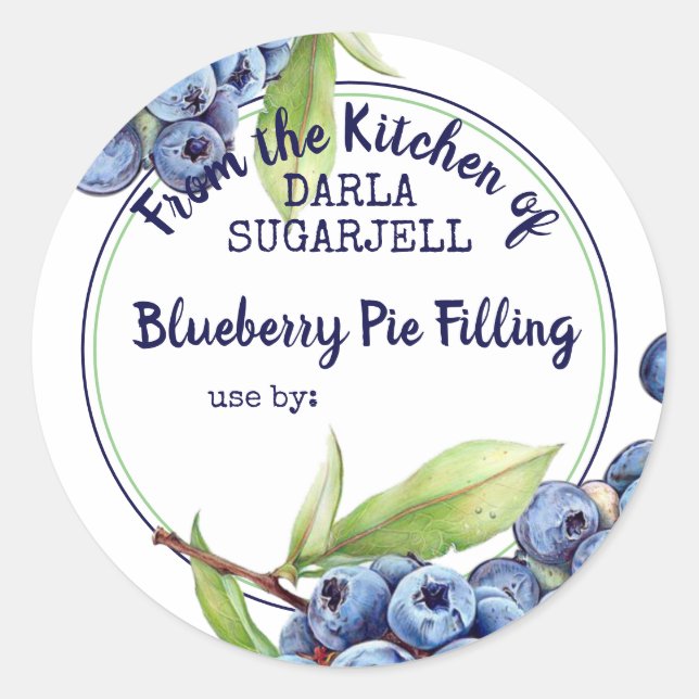 Sticker Rond Blueberries bleuet tarte aux fruits confiture étiq (Devant)