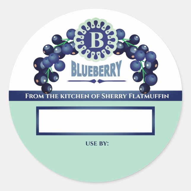 Sticker Rond Blueberries bleuet tarte aux fruits confiture étiq (Devant)