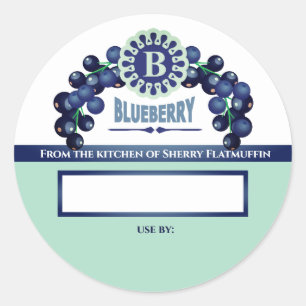 Sticker Rond Blueberries bleuet tarte aux fruits confiture étiq