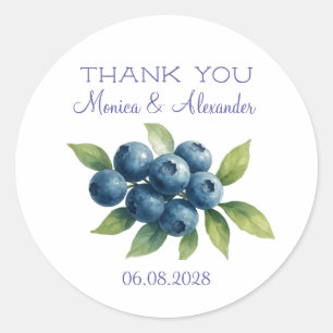 Sticker Rond Blueberries Blueberry Fruits Mariage Merci