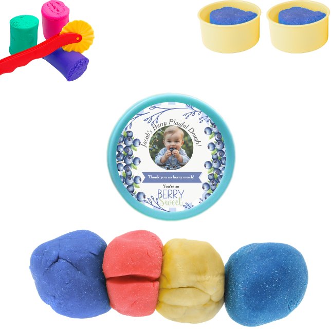 Sticker Rond Blueberry Anniversaire Favoriser Playdough Lid (Blueberry Birthday Favor Playdough Lid Classic Round Sticker)