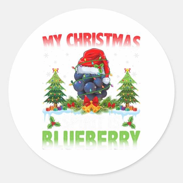 Sticker Rond blueberry portant chapeau santa - l'esprit de noël (Devant)