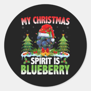 Sticker Rond Blueberry Portant Le Chapeau Du Père Noël - L'Espr