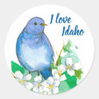 Sticker Rond Bluebird de montagne I Love Idaho