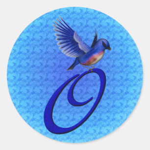 Sticker Rond Bluebird Monogram Initiale O Élégant