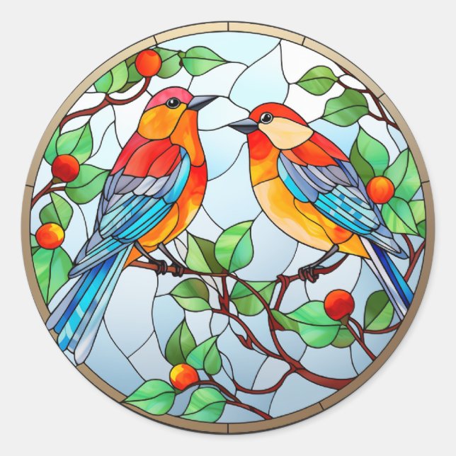 Sticker Rond Bluebirds en verre doux (Devant)