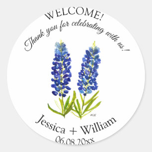 Sticker Rond Bluebonnets Mariée et chambre Rustique Mariage mod