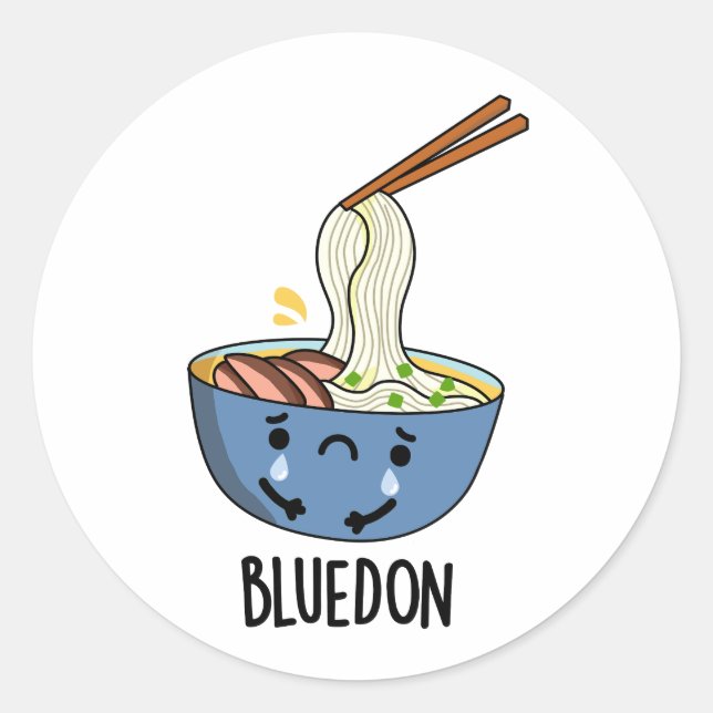 Sticker Rond Bluedon Drôle de jeu de mots Udon (Devant)