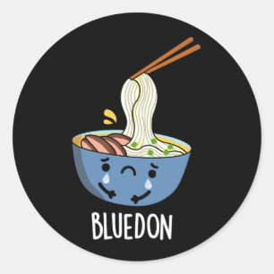 Sticker Rond Bluedon Drôle Udon Pun Fond Sombre