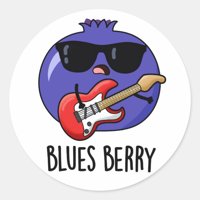 Sticker Rond Blues Berry Funky Fruit Pun (Devant)