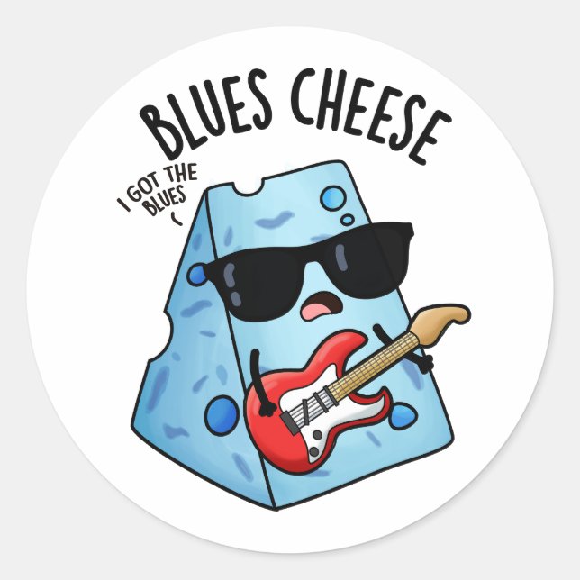 Sticker Rond Blues Fromage amusant Pun de nourriture (Devant)