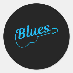 Sticker Rond Blues Music Guitare Player Guitariste Vintage