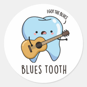 Sticker Rond Blues Tooth Funky Dental Music Pun