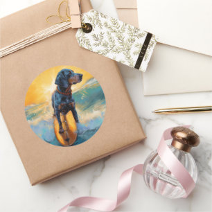 Sticker Rond Bluetick Coonhound Beach Plage Plage de surf Peint