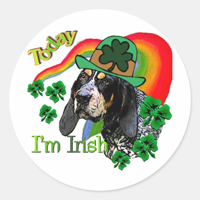 Sticker Rond Bluetick Coonhound St patrick (Devant)