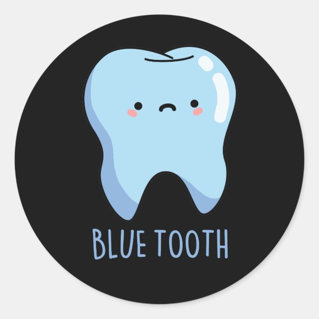 Sticker Rond Bluetooth Drôle Technique Blue Tooth Pun Fond Somb (Devant)