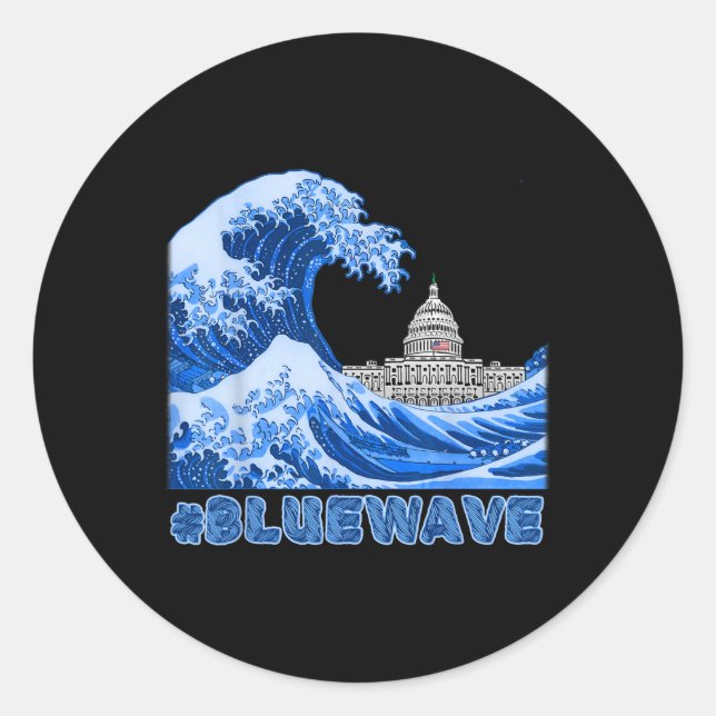 Sticker Rond Bluewave Résiste à la résistance Démocrates Démocr (Devant)