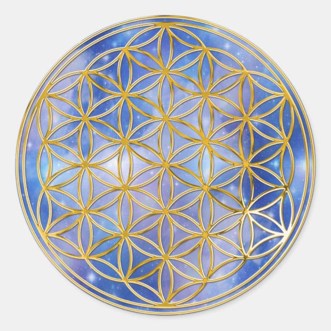 Sticker Rond Blume des Lebens | klein ciel BG (Devant)