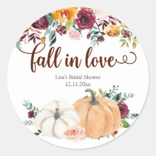 Sticker Rond Blush and Marsala Fall in Love Citrouille