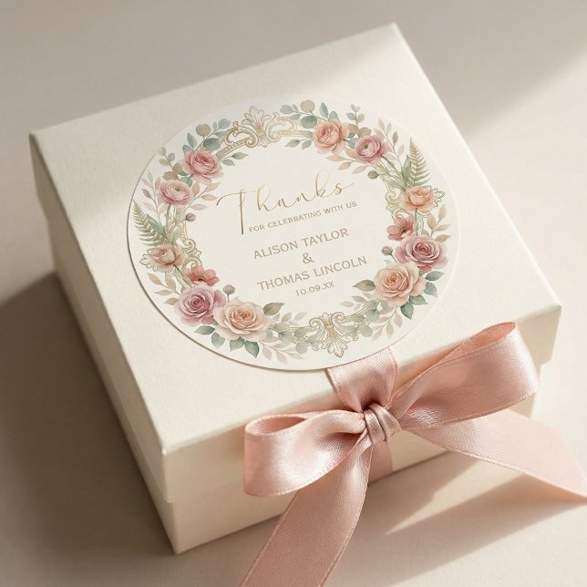 Sticker Rond Blush Floral Wedding Thank You (#weddingsticker
#thankyousticker#floralwedding#blushwedding#weddingfavor#bridaldesign#customwedding)