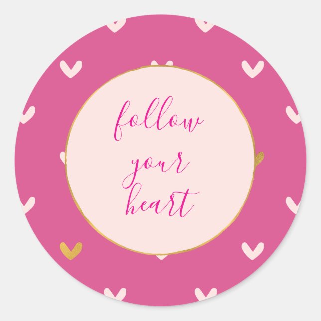 Sticker Rond Blush & Pink Gold Hearts (Devant)