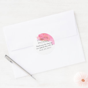 Sticker Rond Blush Pink Or Moderne mariage Favoriser Enveloppe