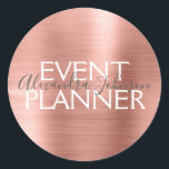 Sticker Rond Blush Pink - Rose Gold Foil Event Planner Seal<br><div class="desc">Blush Pink - Rose Gold Foil Event Planner Envelope ou emballage cadeau Seal. Le nom et la profession du contact commercial peuvent être changés pour être utilisés pour n'importe quel type d'entreprise. Veuillez contacter le concepteur pour obtenir d'autres articles correspondants.</div>