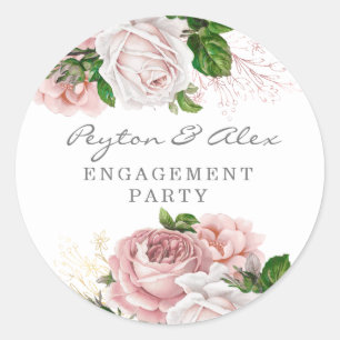Sticker Rond Blush Rose Dusty Rose Floral