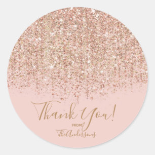 Sticker Rond Blush rose et Rose Parties scintillant or Glam Par