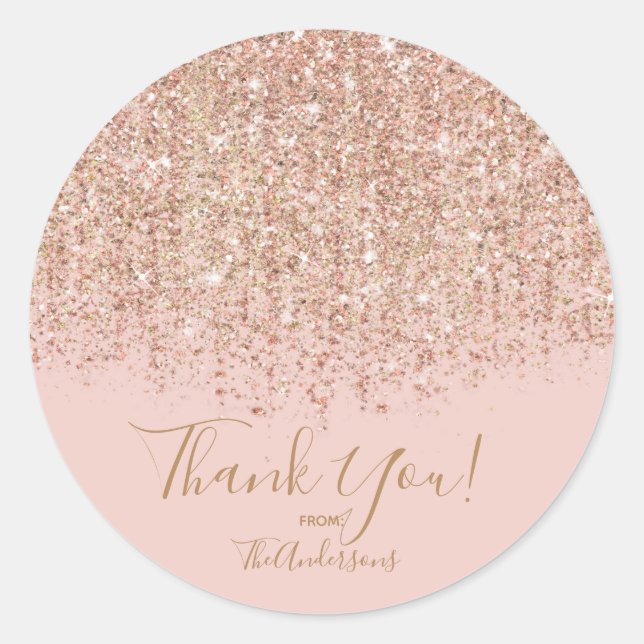 Sticker Rond Blush rose et Rose Parties scintillant or Glam Par (Devant)
