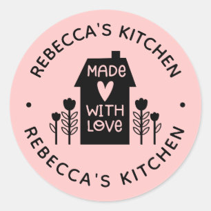 Sticker Rond Blush Rose Maison Fabriquée Avec Baguette Classiq