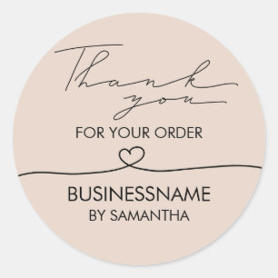 Sticker Rond Blush rose moderne simple merci pour la commande