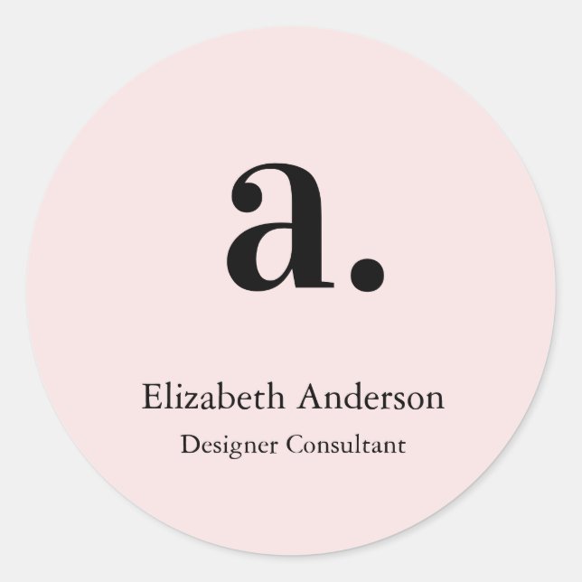 Sticker Rond Blush Rose Monogramme Minimaliste Moderne Féminin (Devant)