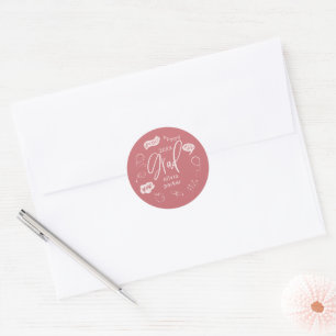 Sticker Rond Blush rose Quirky Doodle Parti de Graduation Favor