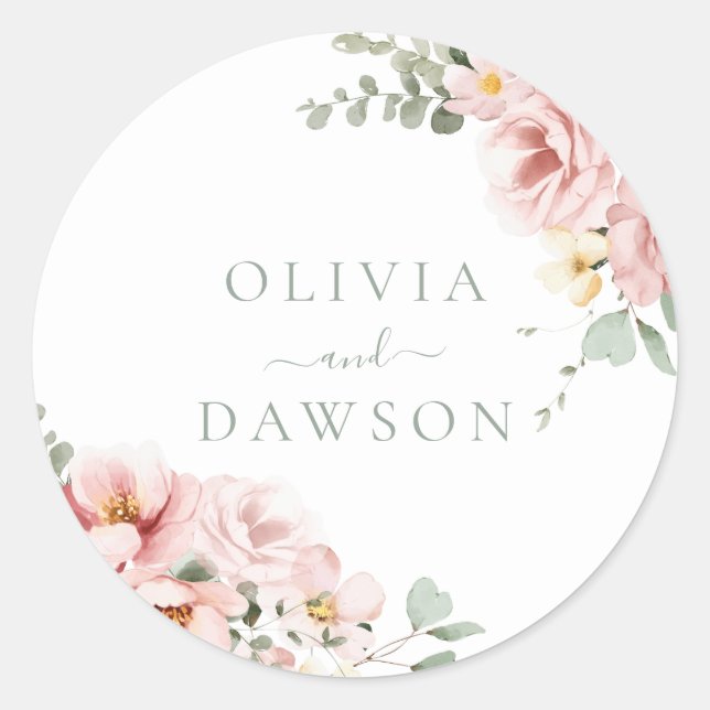 Sticker Rond Blush & Sage Green Divine Mariage d'élégance divin (Devant)