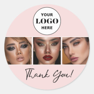 Sticker Rond Blush Script Logo Photo Maquillage Merci