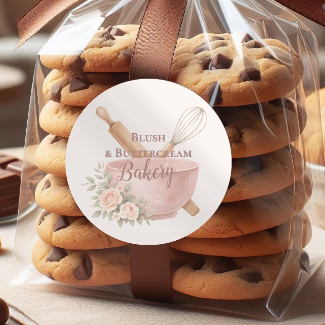Sticker Rond Blush Vintage Patisserie Bakery Business (Créateur téléchargé)