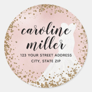 Sticker Rond Blushing Parties scintillant mariée robe Fête des