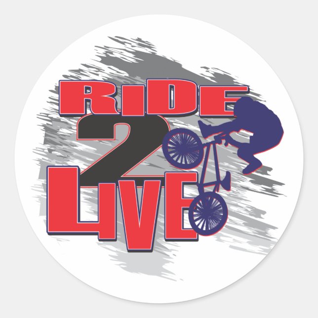 Sticker Rond BMX Biker Ride pour vivre (Devant)