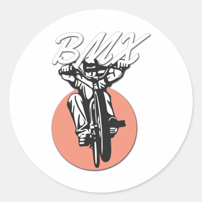 Sticker Rond BMX Cool Biker Style Rétro (Devant)
