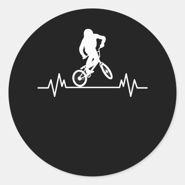 Sticker Rond BMX Heartbeat Design Funny Rider vélo cadeau cadea (Devant)