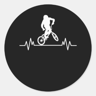 Sticker Rond BMX Heartbeat Design Funny Rider vélo cadeau cadea