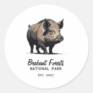 Sticker Rond Boar sauvage - Parc national de la forêt de Braban