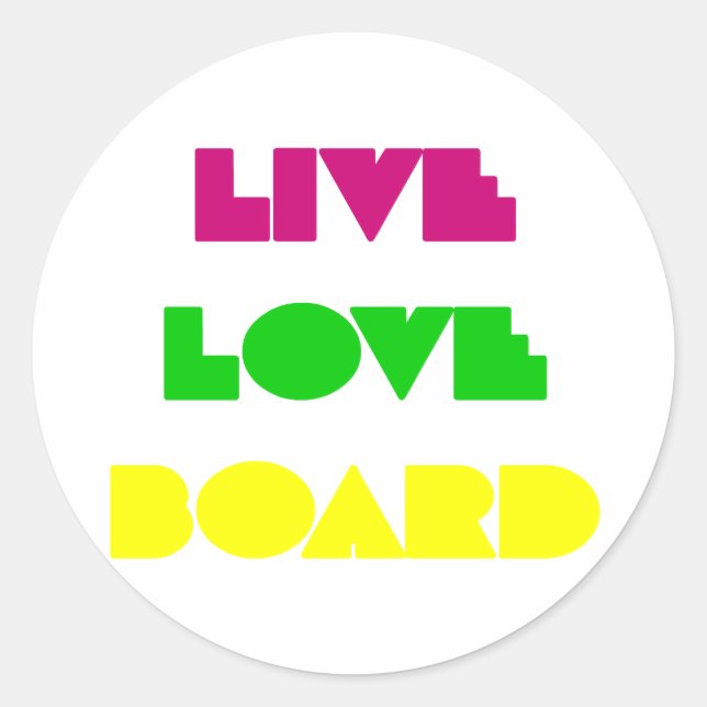 Sticker Rond BoardChick Live Love Board (Devant)