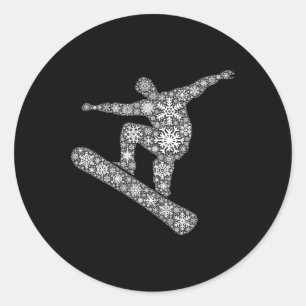 Sticker Rond Boarder Snowflake Joyeux Noël - Snowflakes Sno