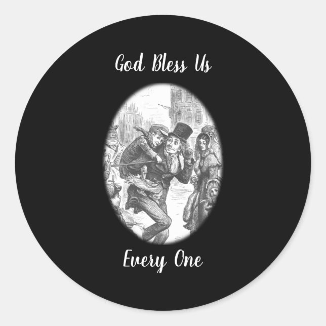 Sticker Rond Bob Cratchit Tiny Tim A Christmas Carol  (Devant)