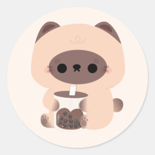 Sticker Rond Boba Siamese Chat