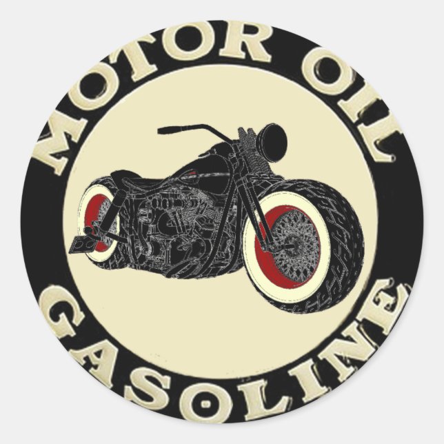Sticker Rond - Bobber - Oil - Gasoline (Devant)