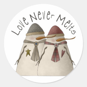Sticker Rond Bobines de neige ・ L'amour ne fond jamais