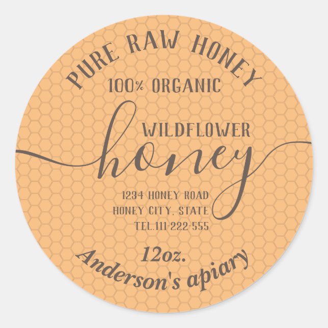Sticker Rond Bocal de miel moderne simple (Devant)
